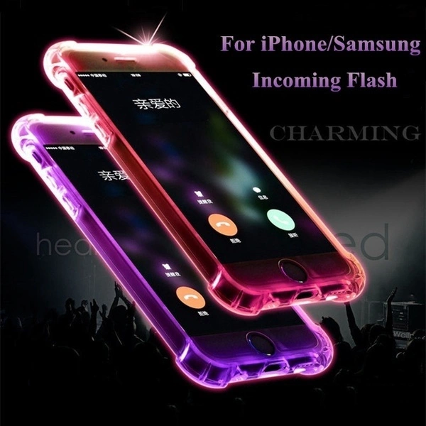 LED Flash Light Remind Incoming Call Shockproof Case For iPhone 7 (Transparent Yellow)