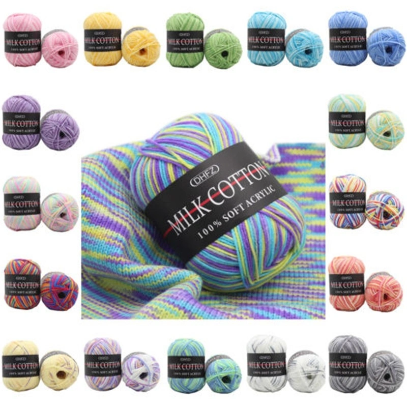 23 Colors Mixed Job Knitting Crochet Milk Super Soft Baby Cotton Wool Yarn 50g 21 yellow purple