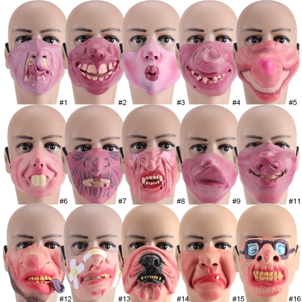 Half Face Funny Scary Breathable Latex Masks Fancy Dress Halloween Party Prank Prop (#11)