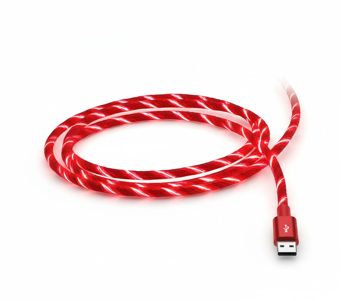 1M Douyin LED Colorful Streamer Data Line Charging Line for Smart Phone red