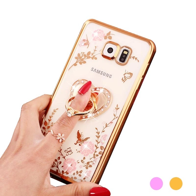 1 Pcs Flower Diamonds Soft TPU Phone Cases Cover For Samsung Galaxy J2 Prime (Rose Gold)