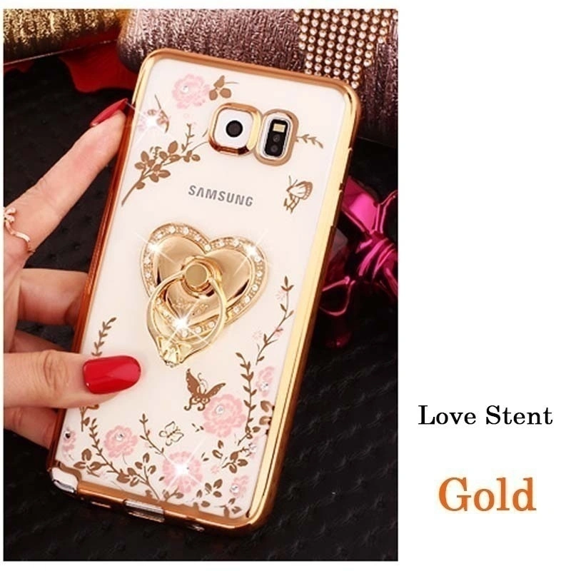 1 Pcs Flower Diamonds Soft TPU Phone Cases Cover For Samsung Galaxy J2 Prime (Rose Gold)