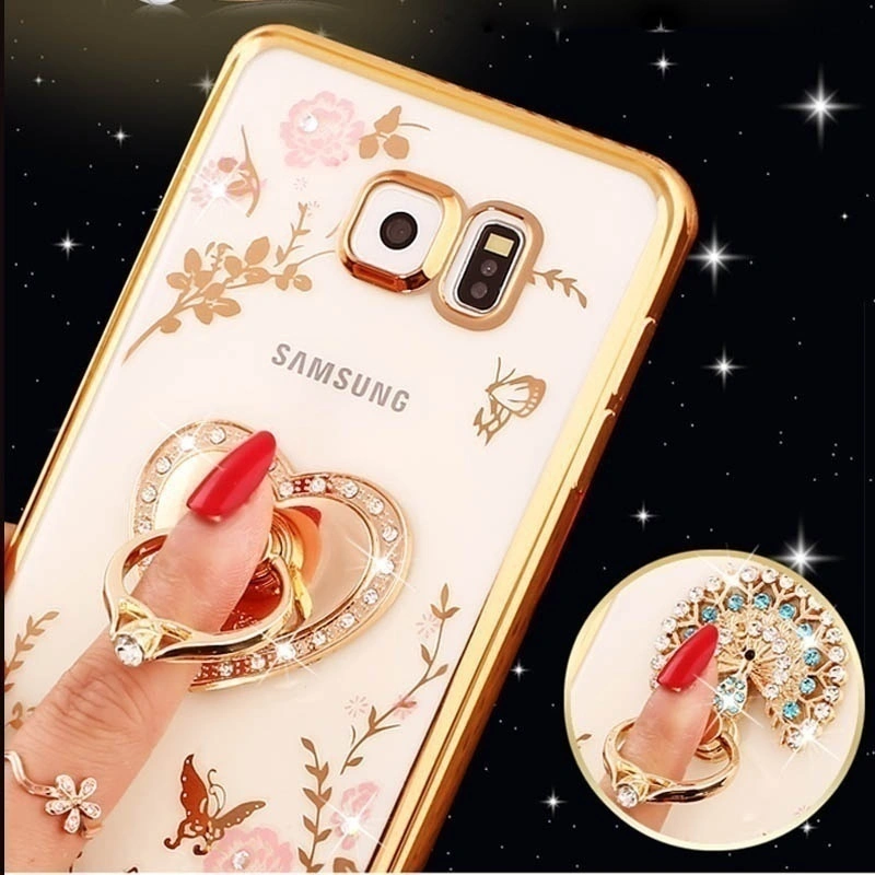 1 Pcs Flower Diamonds Soft TPU Phone Cases Cover For Samsung Galaxy J2 Prime (Rose Gold)