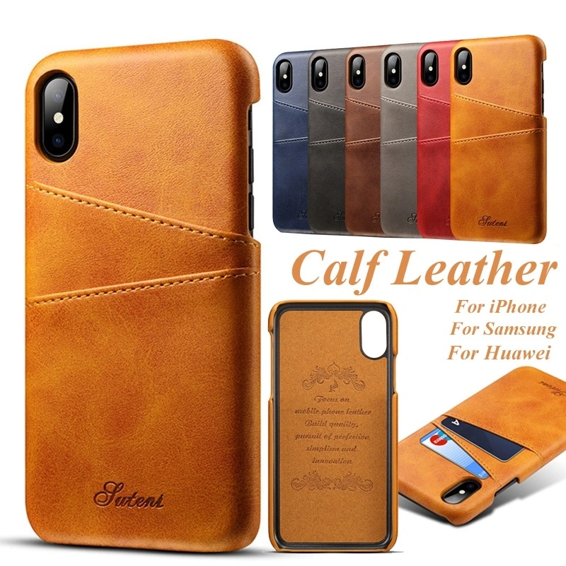 1 Pcs Luxury Handmade Calf Skin Leather Phone Case For HUAWEI p20 (Brown)