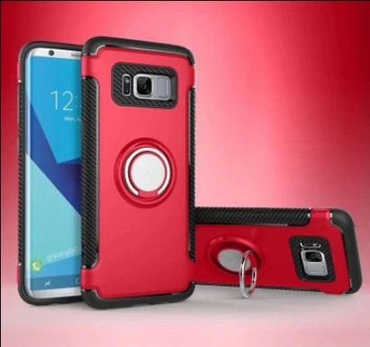 Shockproof Armor Case Car Ring Holder Stand Cover For Samsung S8 (Red)