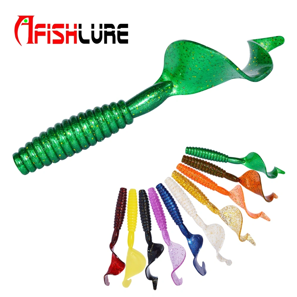 Pack of 3,Grub Worm Soft Jelly Lure Drop Shot Fishing Tackle Bait Jig Head (Color 6)