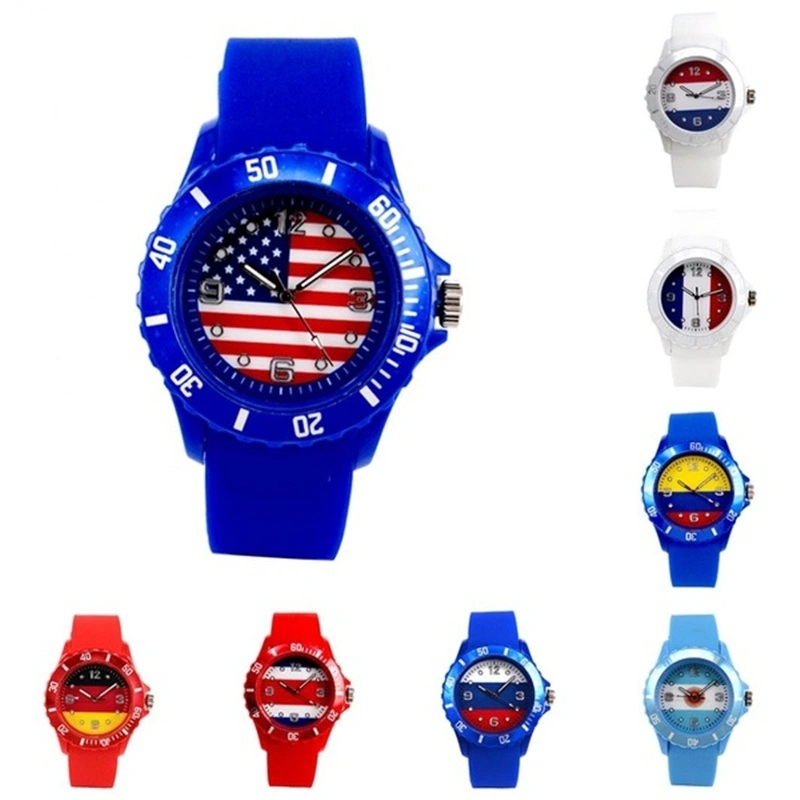 World Cup National Flag Pattern Dial Silicone Band Sports Analog Quartz Wristwatches (France)