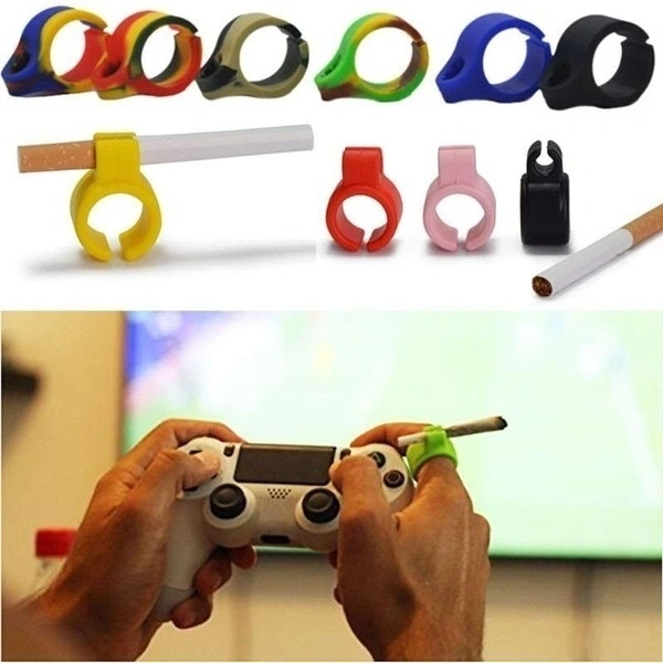 Pack of 2 Soft Silicone Smoking Ring Holder Cigarette Finger Ring Holder (Black)