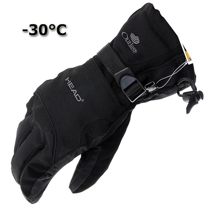 Winter Ski Waterproof Gloves Black -30 degree Warm Gloves Snowboard Motorcycle Gloves (L)