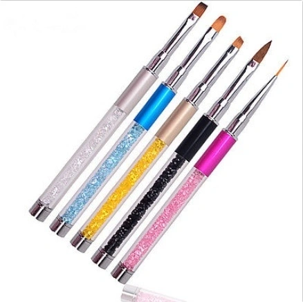 5Nail Tools Rhinestone Diamond Metal Acrylic Handle Carving Powder Gel Liquid Nail Art Brush Pe