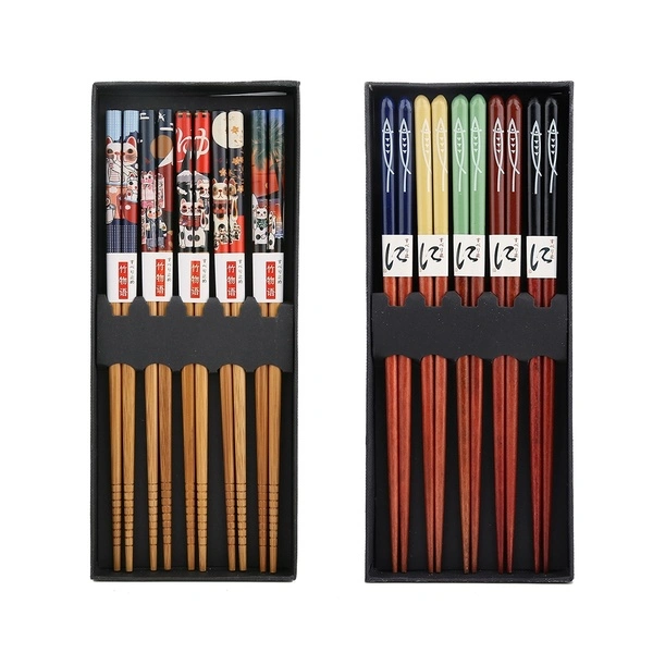 5pair/ Set Washable Durable Wooden Chopstick Household Hotel Wedding Gift