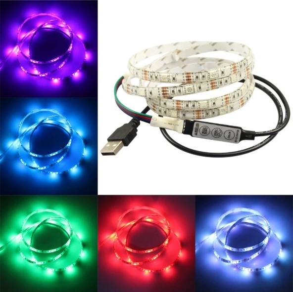 50 CM Multicolour 3528 USB LED Strip Light LED TV Background Lighting Kit (Red)