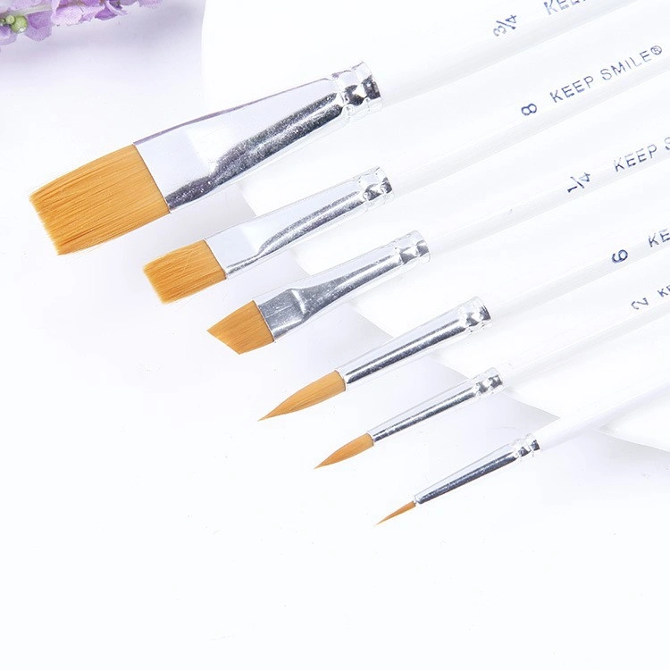 6 painted special pen white rod nylon hair gouache watercolor oil brush