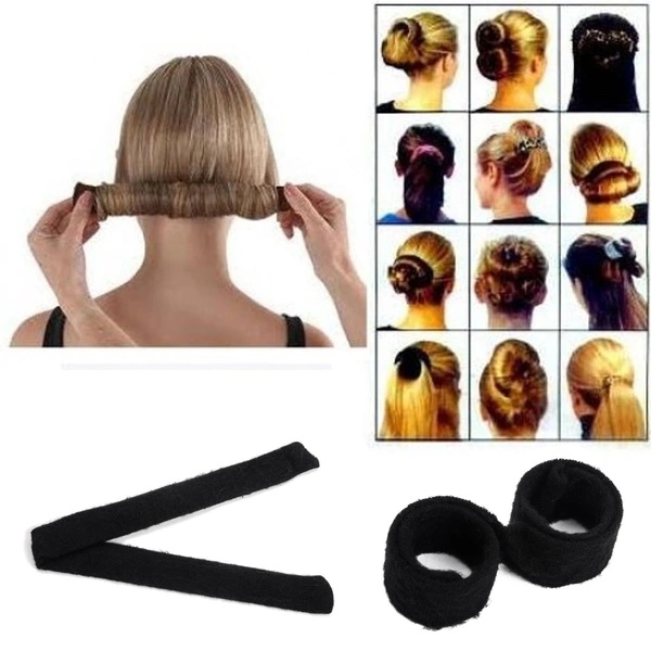 1pc Women Black Hair Bun Up do Fold Wrap & Snap Styling Tool