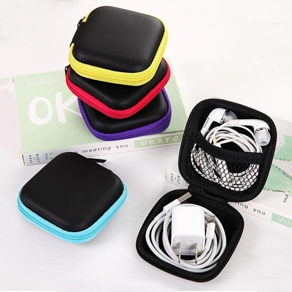 Pocket Hard Case Storage Bag For Headphone Earphone Earbuds SD Card Black