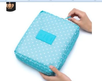 blue point ALU.Waterproof Women Travel Makeup Bag Toiletry Storage Case Cosmetic Organizer