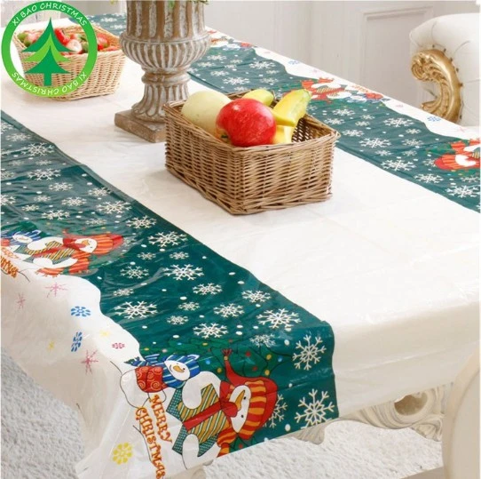 Christmas PVC Disposable Tablecloth Xmas Kitchen Table Protector (Snowman)