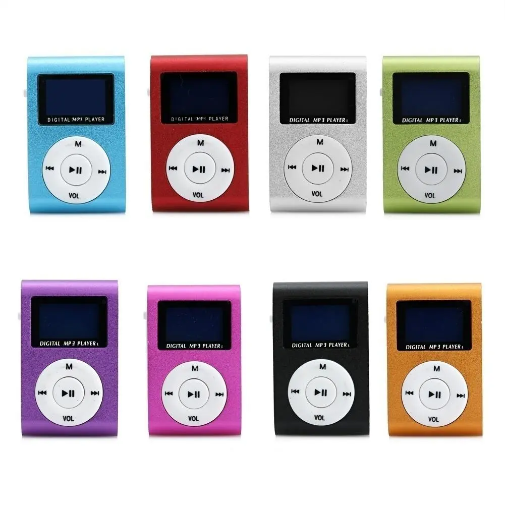 Mini USB Clip MP3 Player LCD Screen Support 32GB Micro SD TF Card Magic (Red)