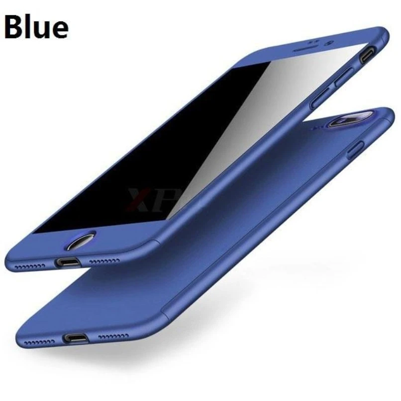 360 Degree Protection Shockproof Phone Cases Full Hard Cover For Iphone 6/6S (Dark Blue)