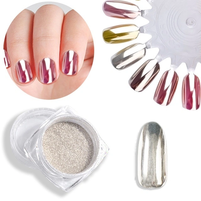 Nail Glitter Silver Holographic Super Shiny Magic Mirror Powder Effect Nail Art