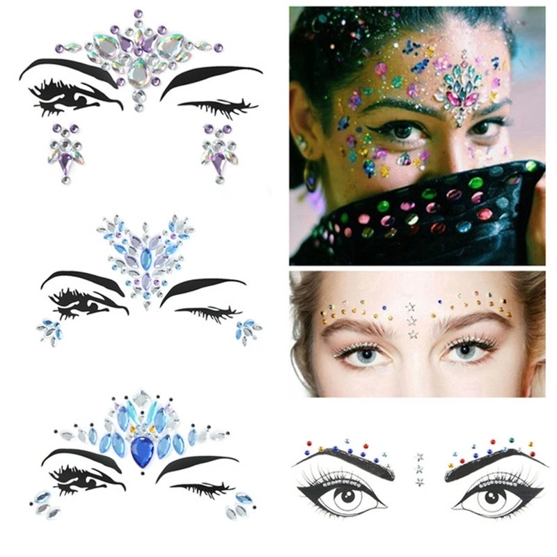 3D Crystal Sticker Handpicked Bohemia Tribal Style Face Eye Jewels Forehead Stage Decor (#9)