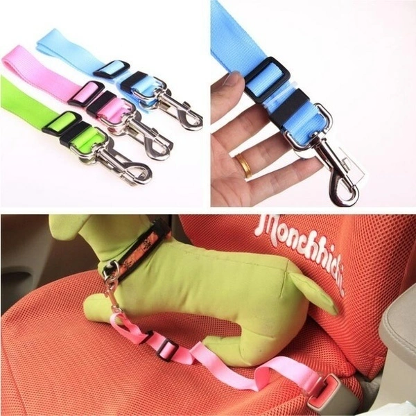 Dog Cat Pet Car Safety Seat Belt Harness restraint lead Leash Travel Clip (Pink)