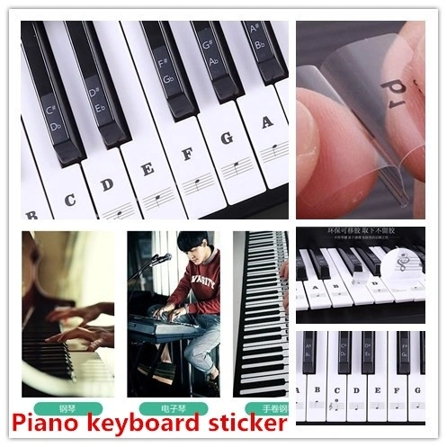 88 Keys/set  PVC Transparent Staff Musical Piano Key Sticker Piano Keyboard Keyboard Sticker Pr