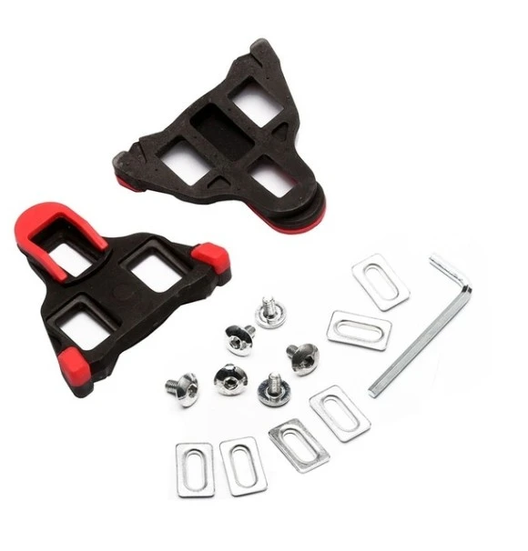 1Pair Splint Group Road Cleat Riding Road Bike Shoes Self-locking Latch Bicycle Pedals (Red)