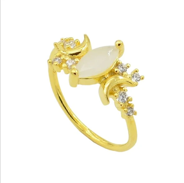 Chic Women 925 Soild Sterling Silver White Opal Wedding Engagament Band Ring (Silver 10)
