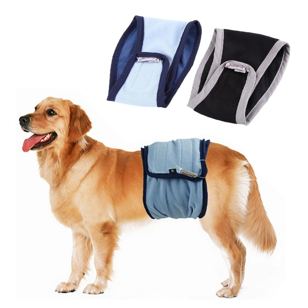 Male Dog Belly Band Wrap Toilet Training Diapers Nappy Sanitary Underwear (Blue-XS)