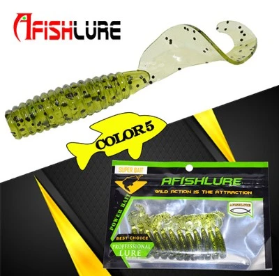 12pcs/lot Afishlure 45mm 1.2g curly tail grub artificial Pan fish Crappie crank bait (Color 5)