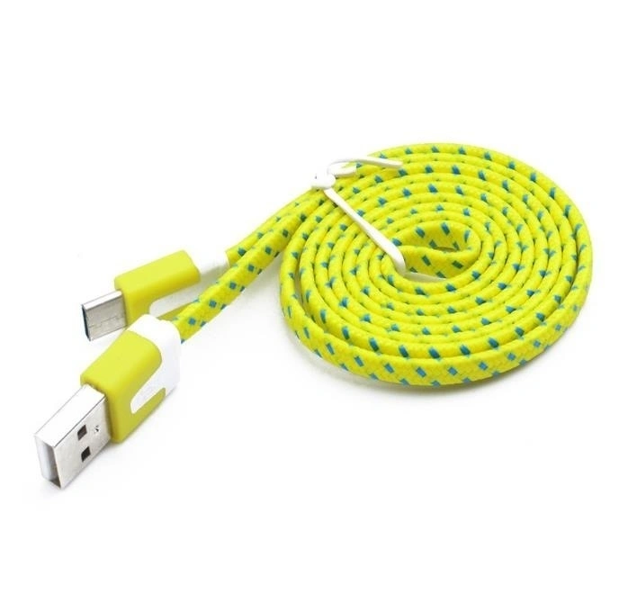 Flat Braided Fabic Woven 8 Pin USB Data Sync Charger Cable Cord Wire for IPhone 5 (Black 1M)