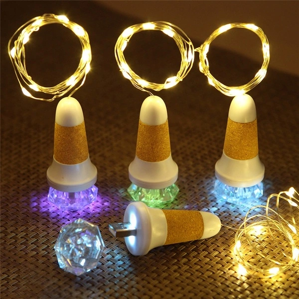 Copper Wire Wine Bottle Cork Shape Light USB Charge Starry Wedding decor bottle (Multicolor)