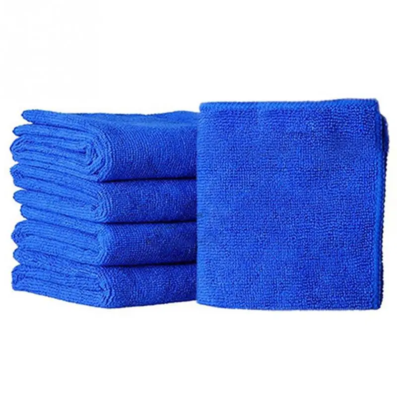 5Pcs Blue Soft Absorbent Wash Cloth Car Auto Care Microfiber Cleaning Towels