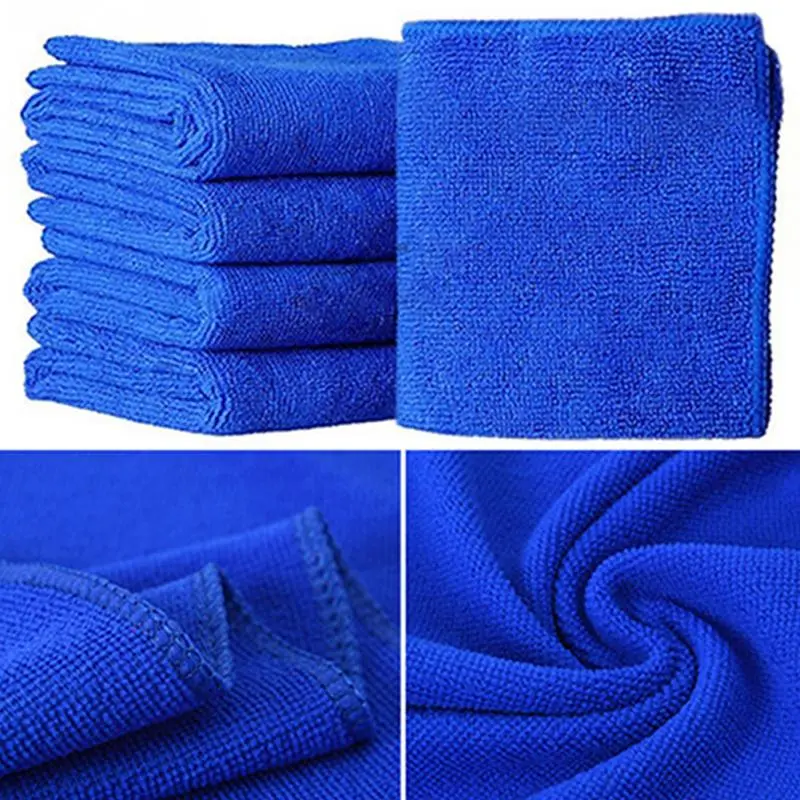 5Pcs Blue Soft Absorbent Wash Cloth Car Auto Care Microfiber Cleaning Towels