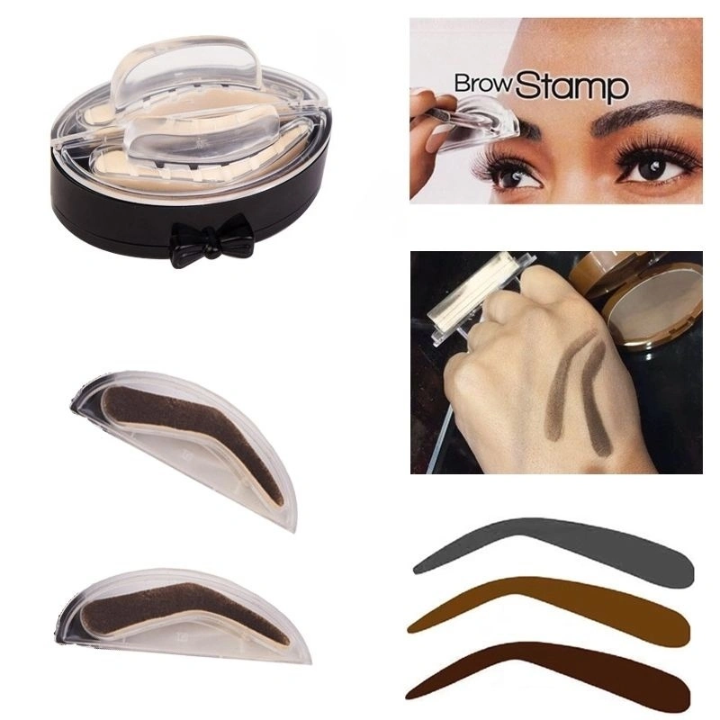 Eyebrow Shadow Mineral Powder Stamp Seal Palette Natural Brow Definition Makeup (Brown)