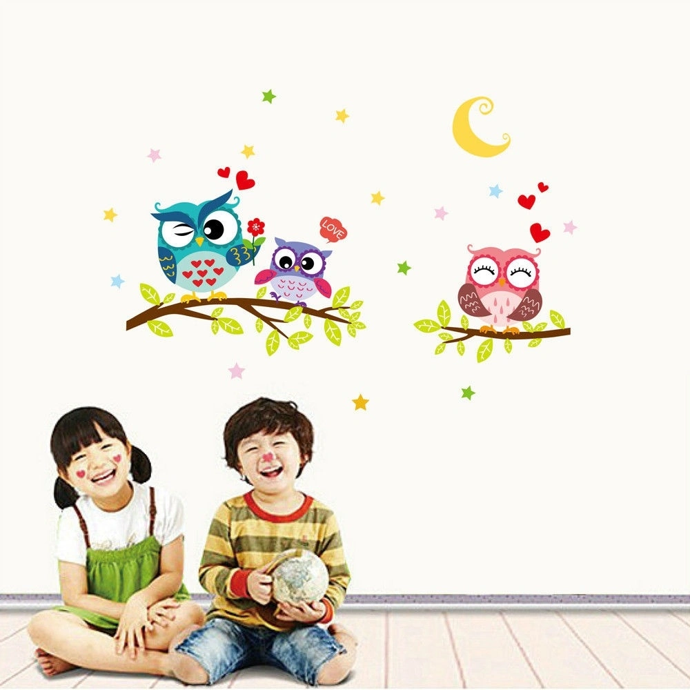 Owl Tree Cartoon Animal Removable Wall Stickers for Kids Rooms Home Decor