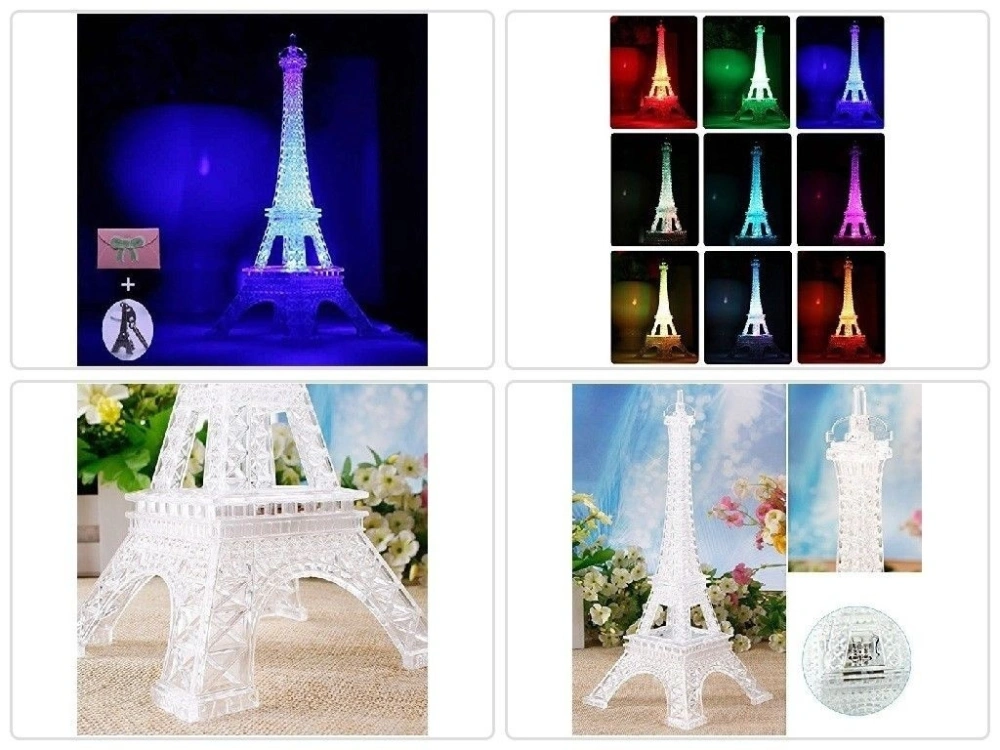 Romantic Eiffel Tower Night Light Desk Bedroom Decoration Table LED Lamp (Middle Size)