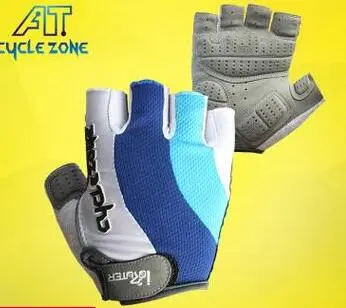 Bike Motorcycle Gel Silicone Half Finger Fingerless Gloves Blue M