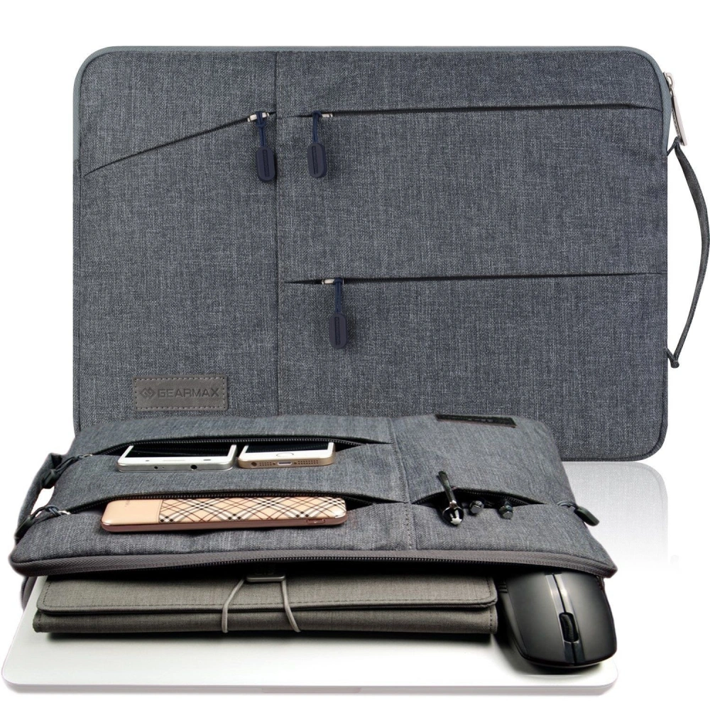 Nylon Water Resistant with Side Pockets Laptop Handbag for Macbook Air Pro gray