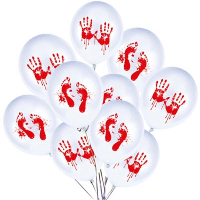 Halloween Balloon 12 Inch Thick Latex Balloon Halloween Blood Handprint Blood Footprint Horror