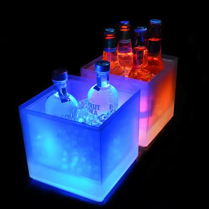 Double square led luminous ice bucket green (to battery shipment)