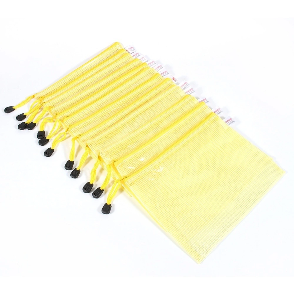 12pcs A5 Plastic Zipper Bags Zip File Storage Document Folder Protective Bags(4 colors)