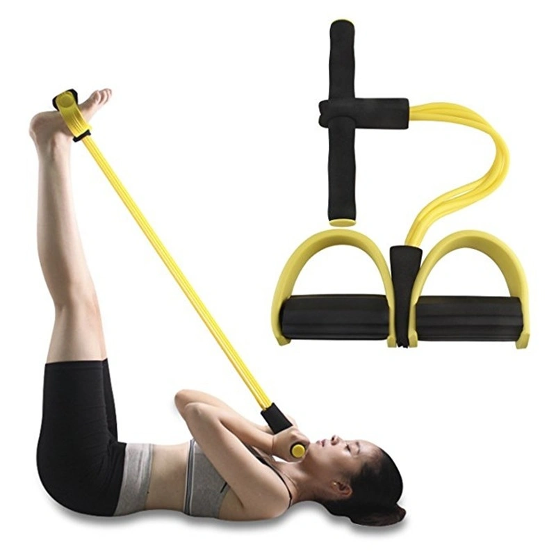 Sports latex resistance band with latex handles, drawstring training fitness equipment