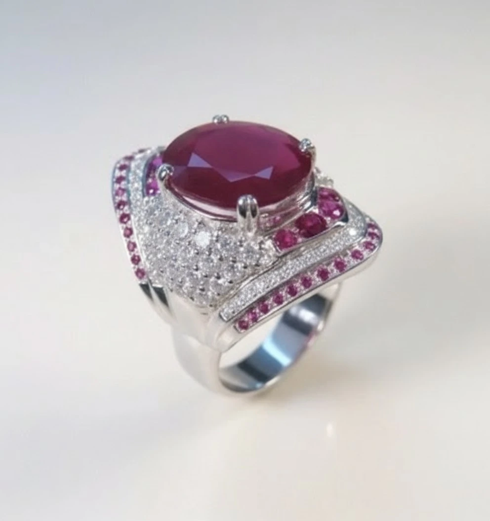 Natural Ruby Gemstone 925 Sterling Silver Wedding Engagement Ring Women's Jewelry Gifts