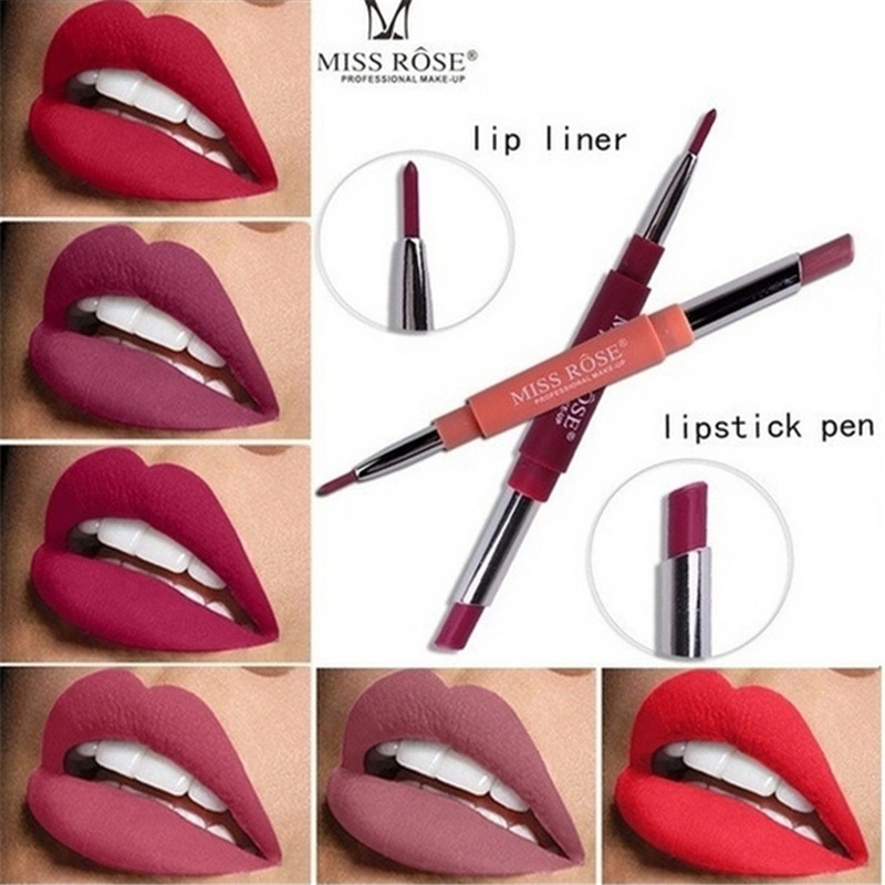 14 color 2 in 1 double head long lasting waterproof matte lipstick and lip liner lip makeup