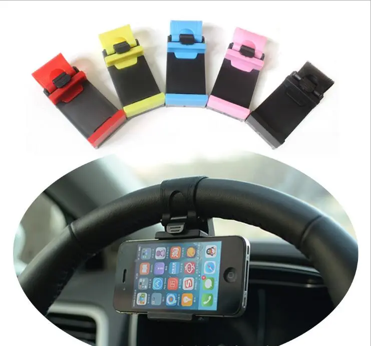 Mobile Phone Holder Mount Clip Buckle Socket on Car Steering Wheel for Smart Phone