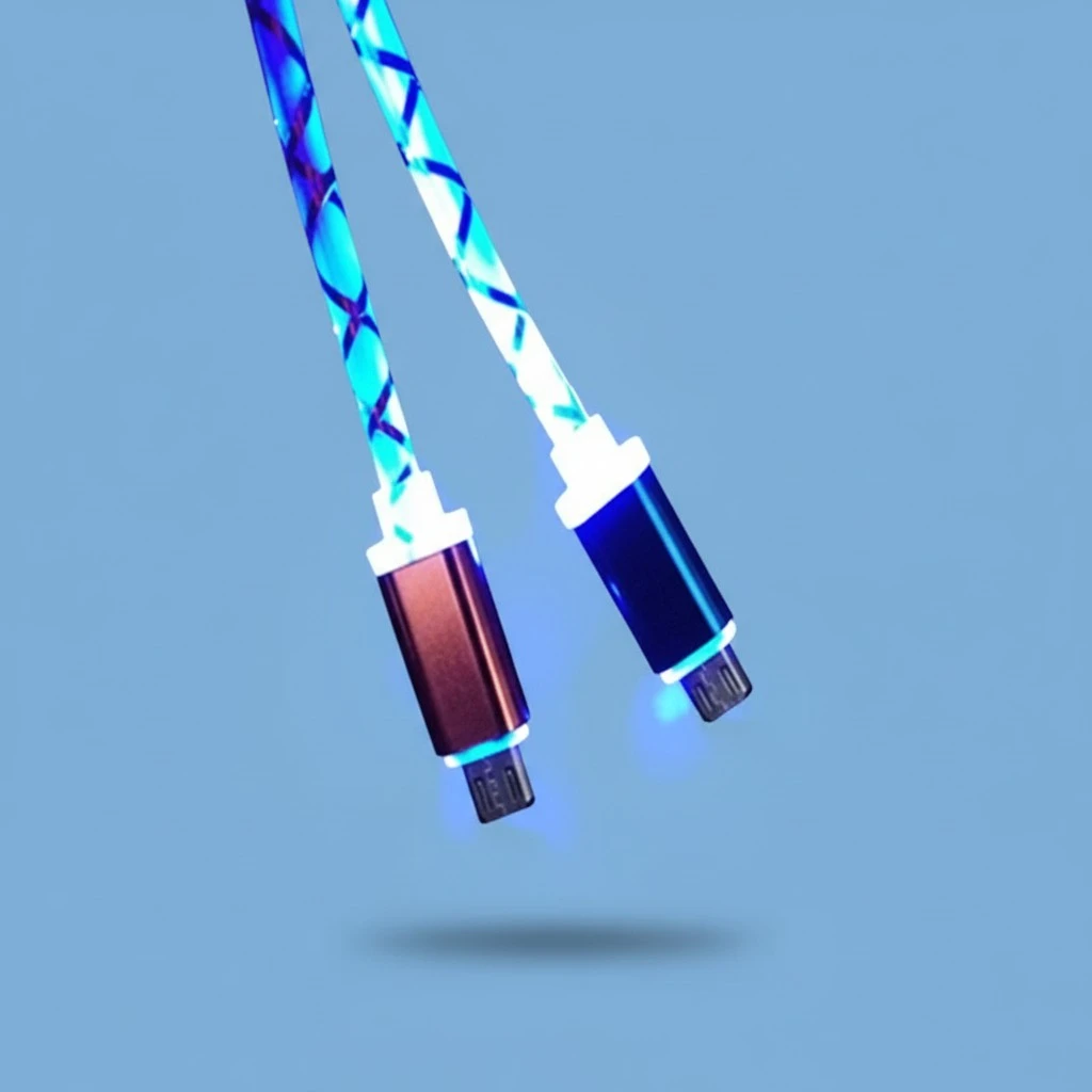 Android/IOS Smart Phone iphone Retractable Visible LED Light Micro USB Data Sync Charger Cable