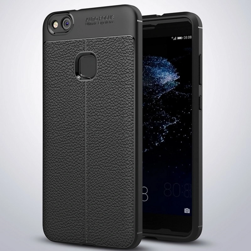 Luxury Leather Texture Soft TPU 360 Shockproof Protective Case Slim Ultra Thin Cover(black)