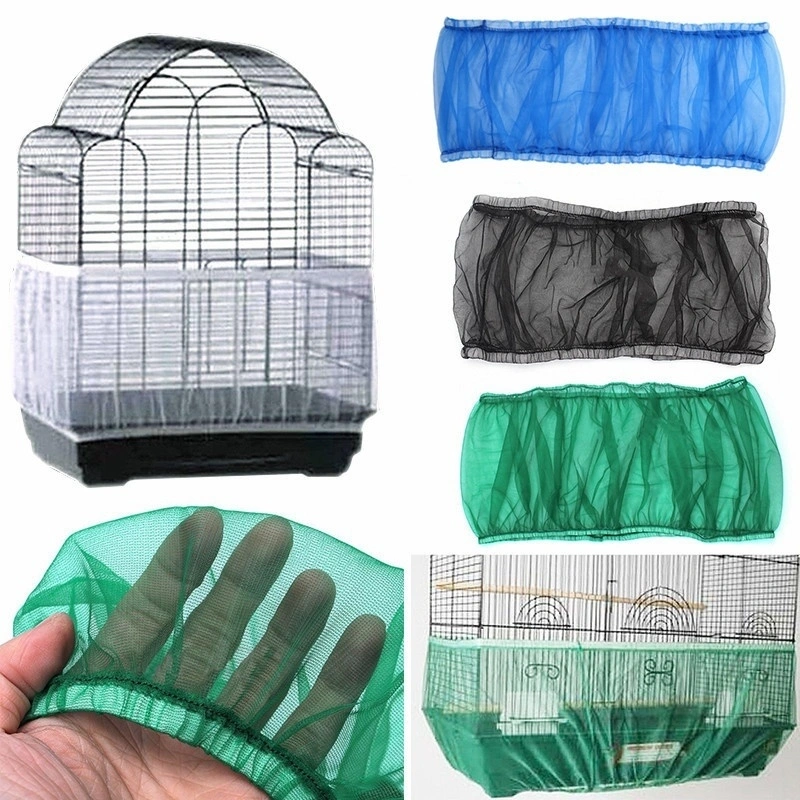 Pet Products Soft Nylon Mesh Ventilated Bird Cage Cover Shell Seed Catcher(M blue)